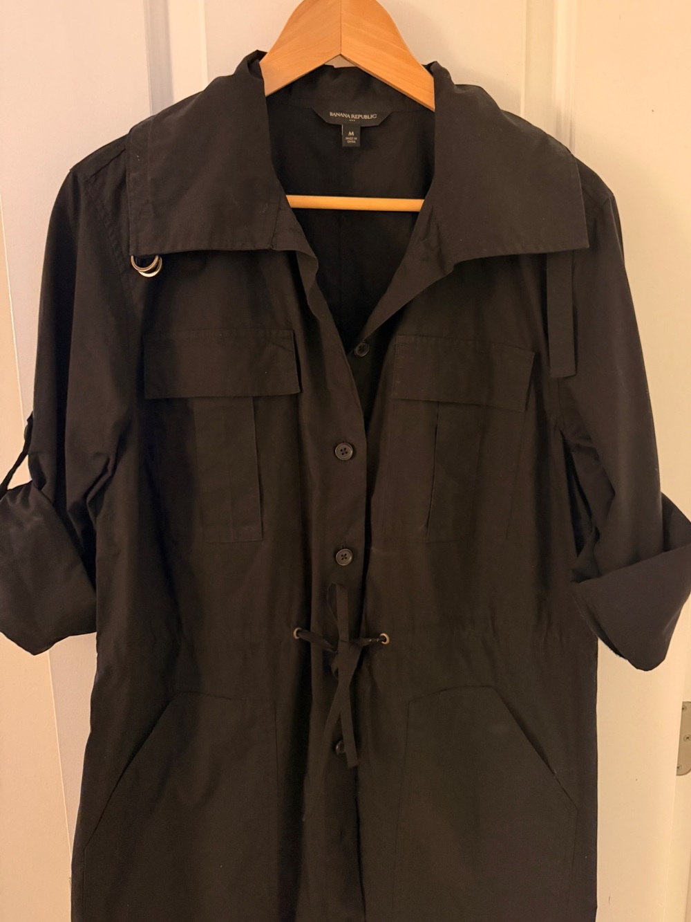 Banana Republic Trench-Back Shirtdress - Black - Size Medium